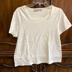 Ladies White T-shirt with poke dots size XL